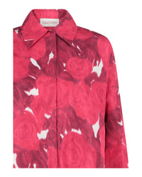 Valentino Womens Oversized Rose Moiré Faille Jacket