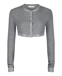 Valentino Valentino Womens Cropped Crystal-Embellished Ribbed Wool Cardigan