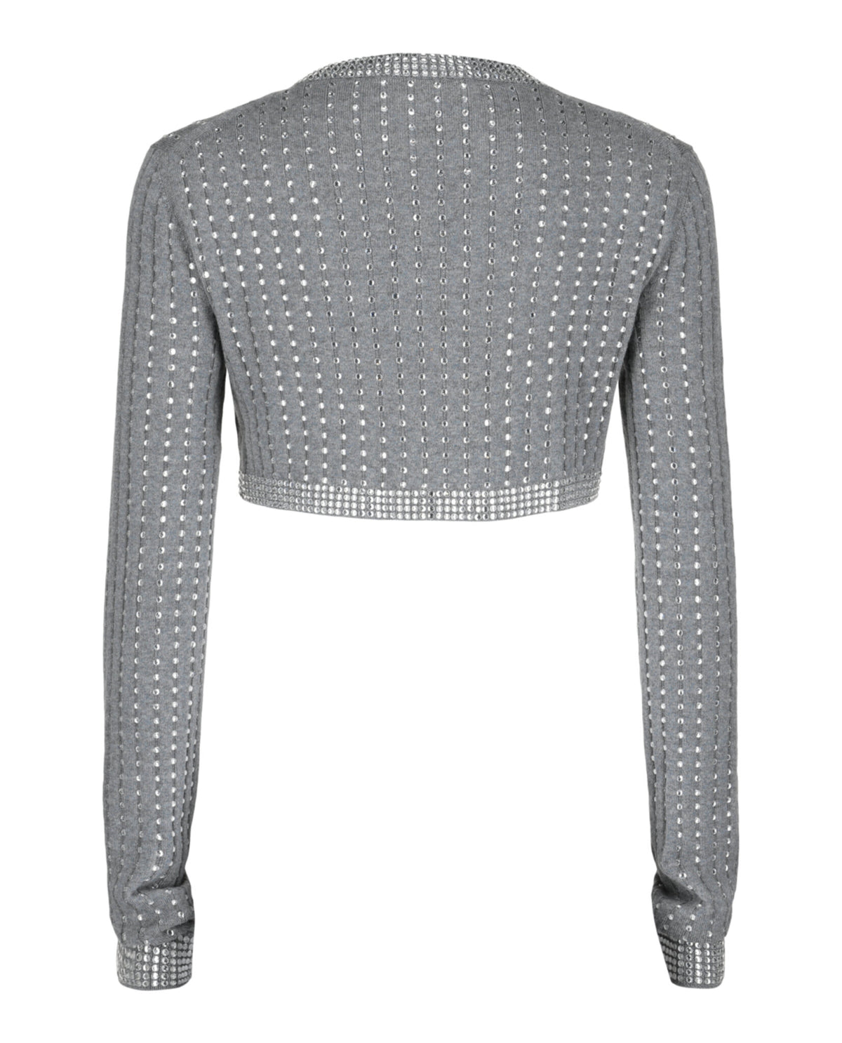 Valentino Valentino Womens Cropped Crystal-Embellished Ribbed Wool Cardigan