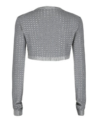 Valentino Valentino Womens Cropped Crystal-Embellished Ribbed Wool Cardigan