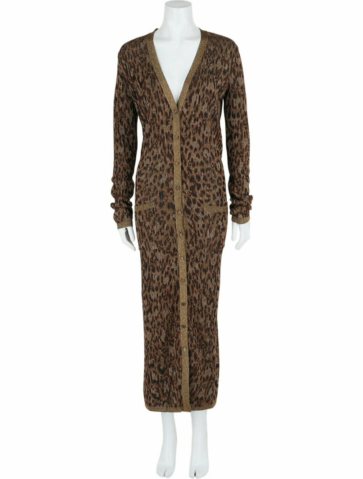 Valentino Womens Animal Print Jacquard-Knit Longline Cardigan