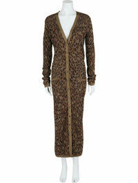 Valentino Womens Animal Print Jacquard-Knit Longline Cardigan