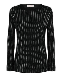 Valentino Womens Crystal Embellished Knit Roundneck Sweater