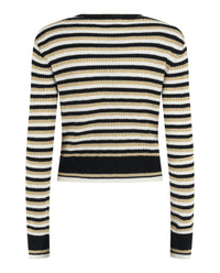 Valentino Womens Striped Ribbed-Knit Cropped Sweater