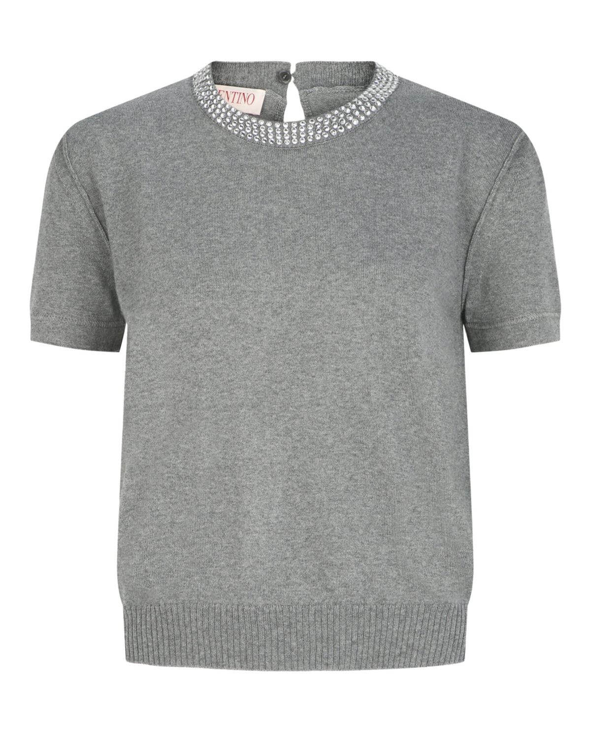 Valentino Womens Crystal Embellished Trim Top