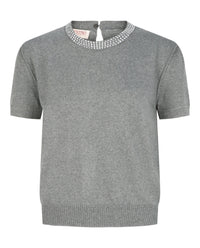 Valentino Womens Crystal Embellished Trim Top