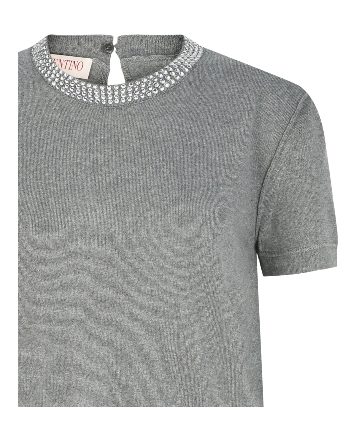 Valentino Womens Crystal Embellished Trim Top
