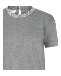 Valentino Womens Crystal Embellished Trim Top