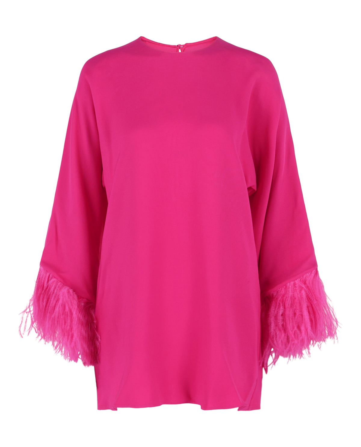 Valentino Womens Feather-Cuff Silk Shift