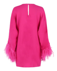 Valentino Womens Feather-Cuff Silk Shift