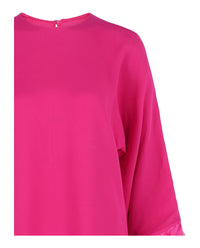 Valentino Womens Feather-Cuff Silk Shift