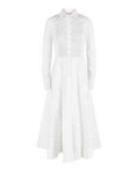 Valentino Womens Embroidered Cotton-Poplin Midi Shirt Dress