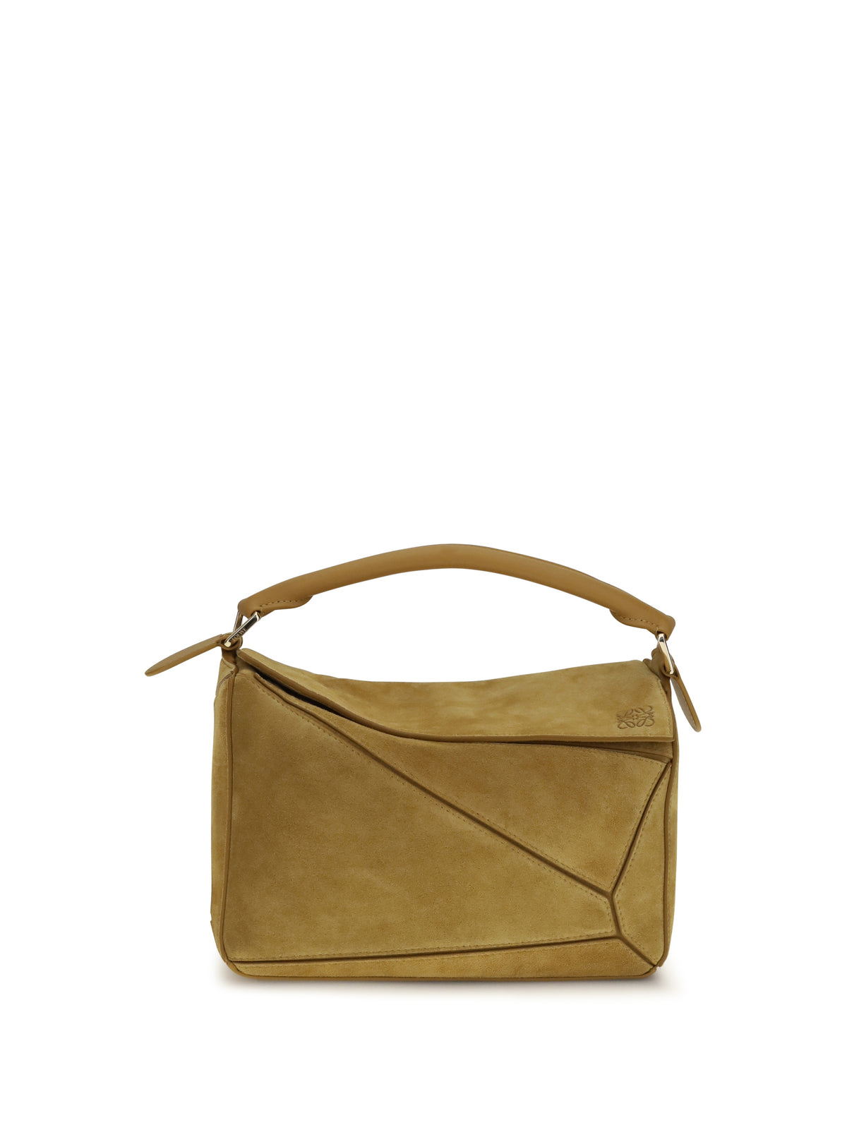 Loewe Women Small Featherlight Puzzle Suede Handbag