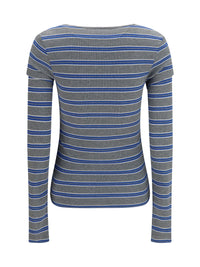 Ganni Women Ribbed V-Neck Long-Sleeve T-Shirt
