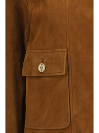 Saint Laurent Women Short Suede Jacket With Buttons