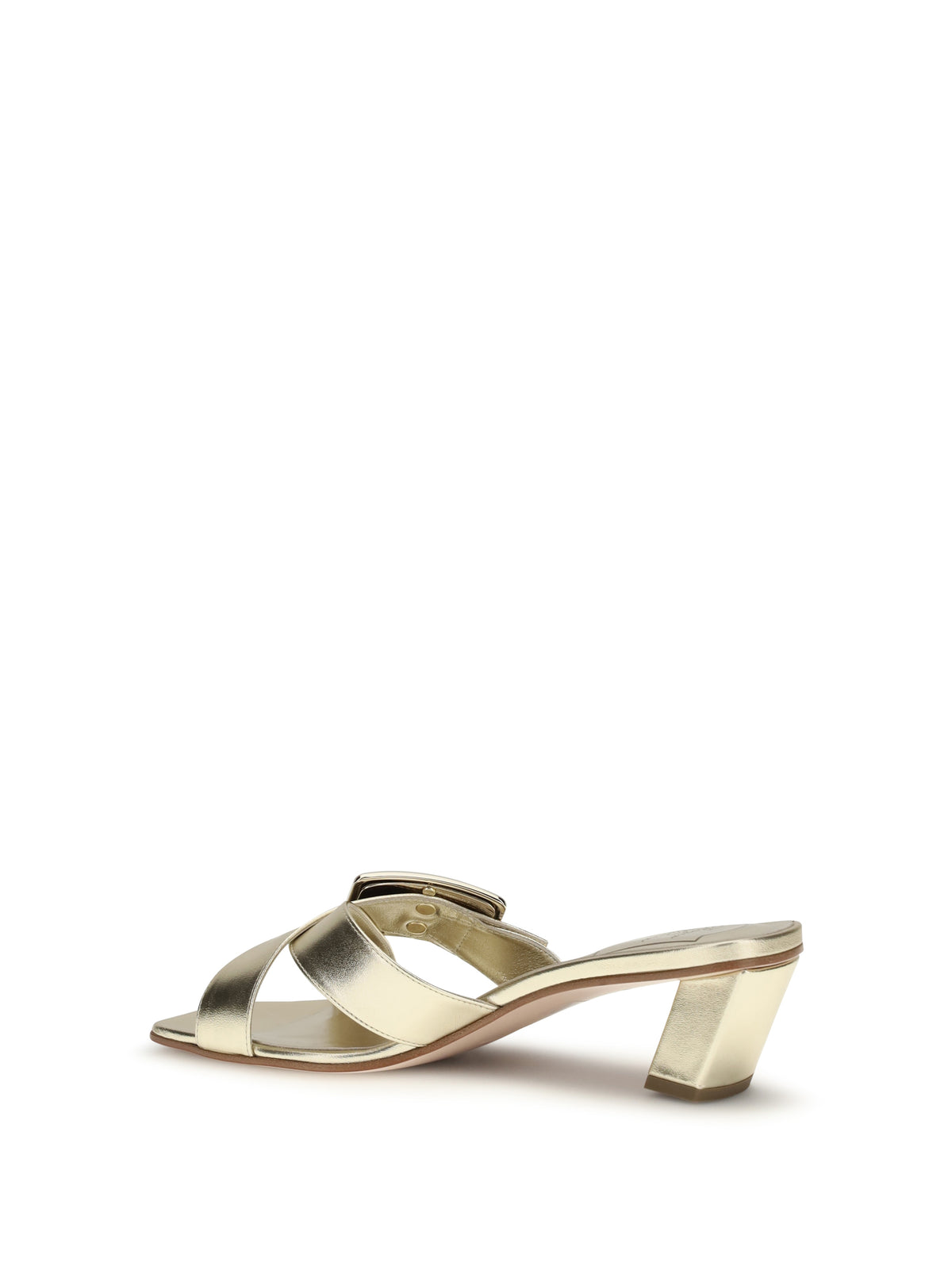 Roger Vivier Women Laminated Leather Mules Sandals