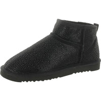 Ariee Womens Faux Fur Ankle Winter & Snow Boots 7 Medium Black Bling