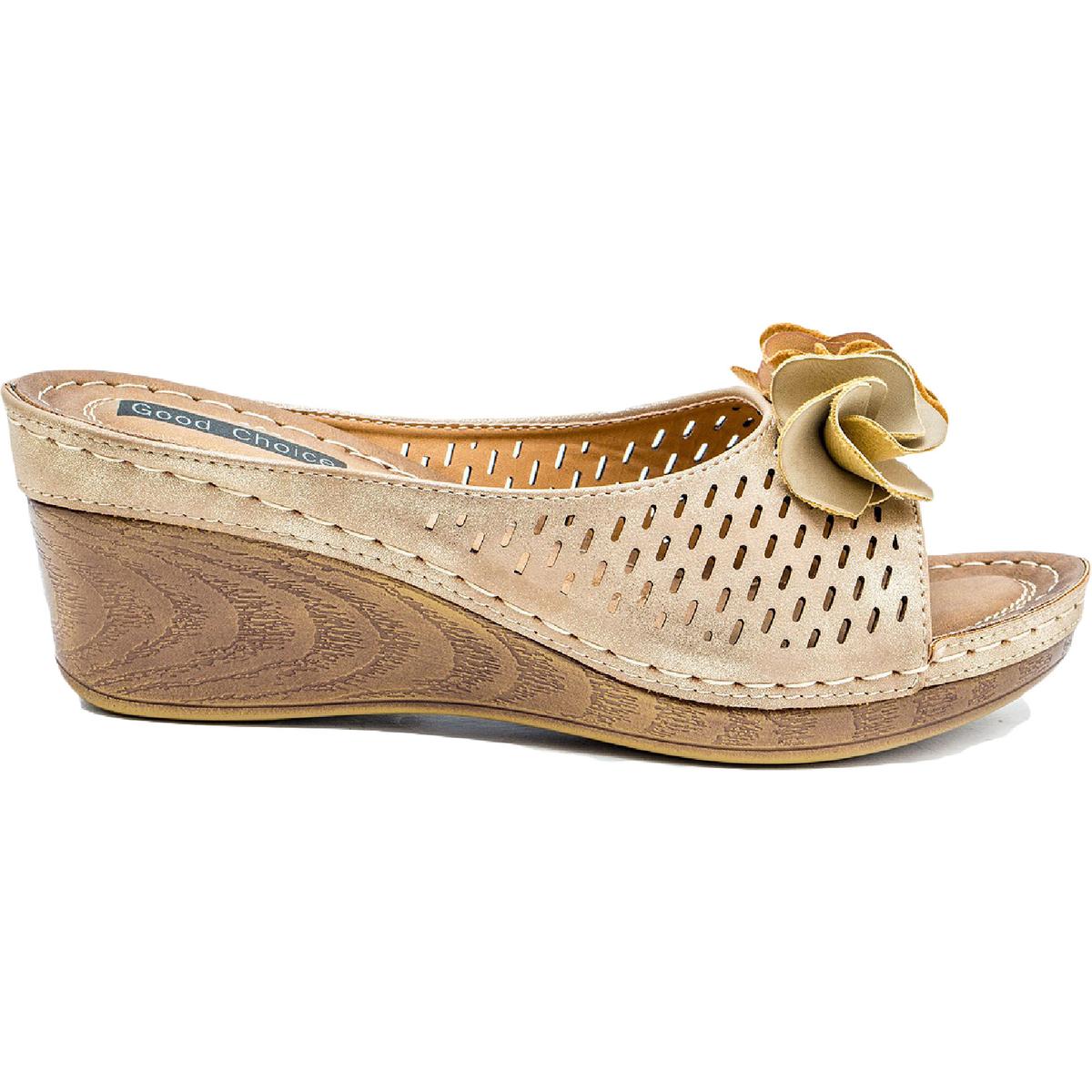 Juliet Womens Cushioned Footbed Faux Leather Wedge Sandals