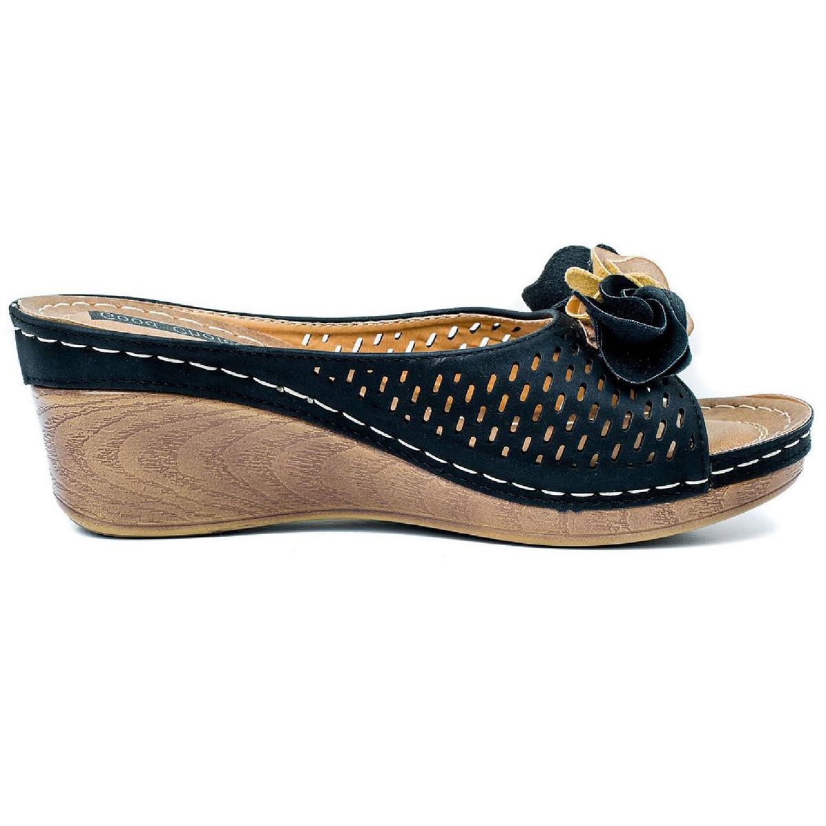 Juliet Womens Cushioned Footbed Faux Leather Wedge Sandals