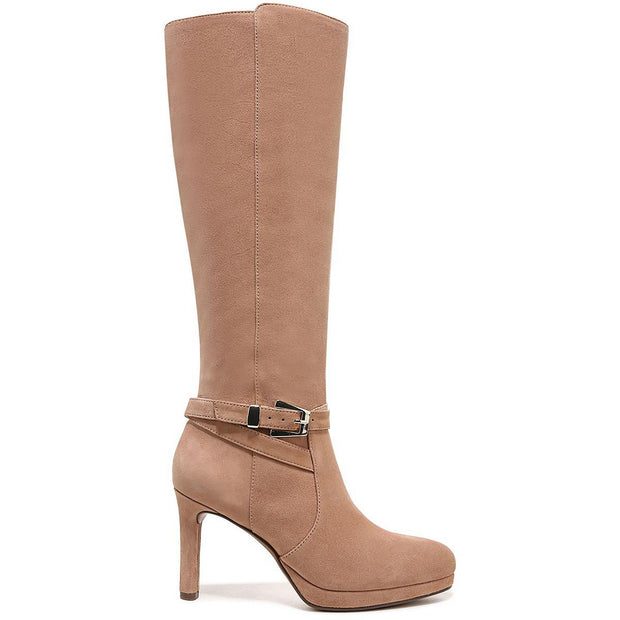 Taelynn Womens Zipper Leather Knee-High Boots