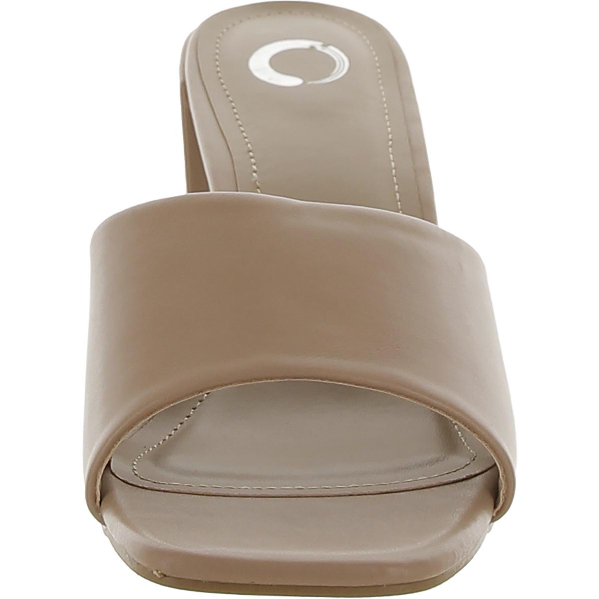 Womens Faux Leather Slip-On Slide Sandals