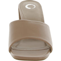 Womens Faux Leather Slip-On Slide Sandals