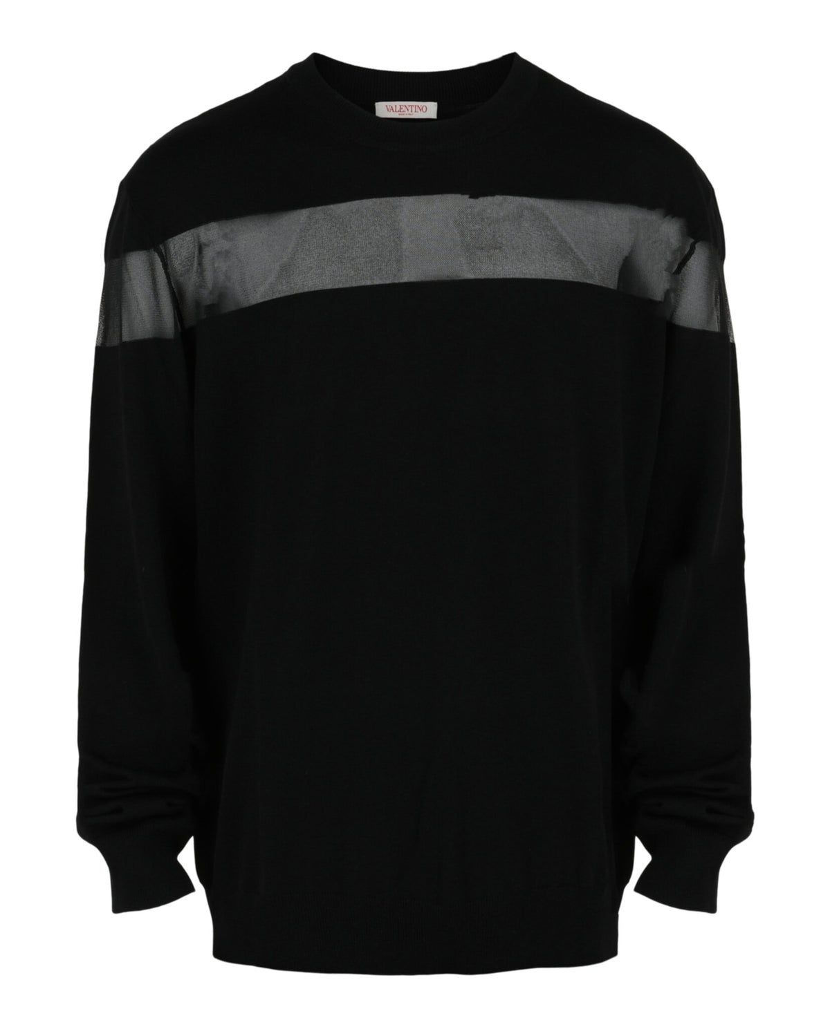 Valentino Valentino Mens Sheer Mesh-Panel Crewneck Sweater