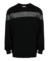Valentino Valentino Mens Sheer Mesh-Panel Crewneck Sweater