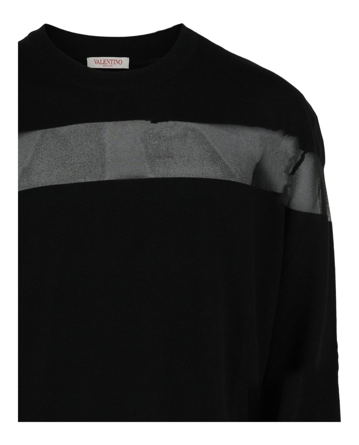 Valentino Valentino Mens Sheer Mesh-Panel Crewneck Sweater
