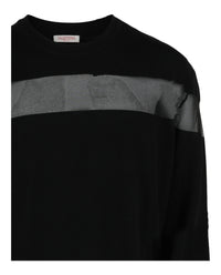 Valentino Valentino Mens Sheer Mesh-Panel Crewneck Sweater