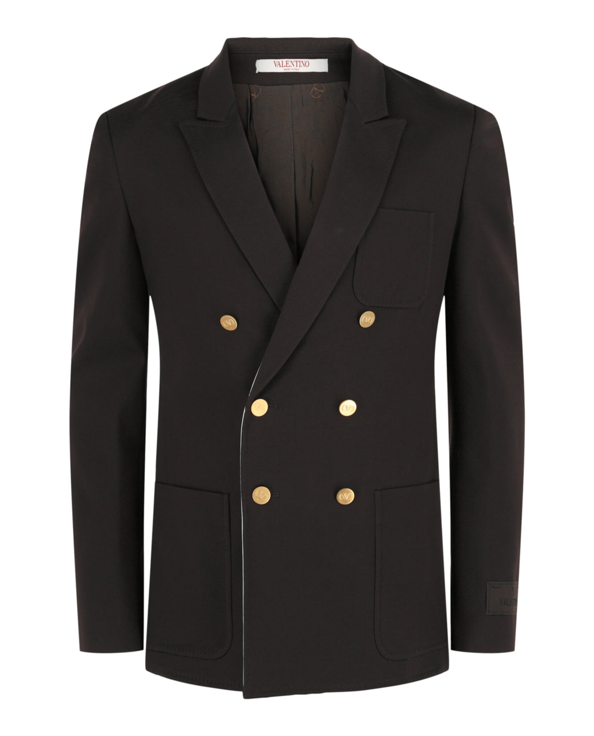 Valentino Mens VLogo Contrast Trim Double-Breasted Blazer