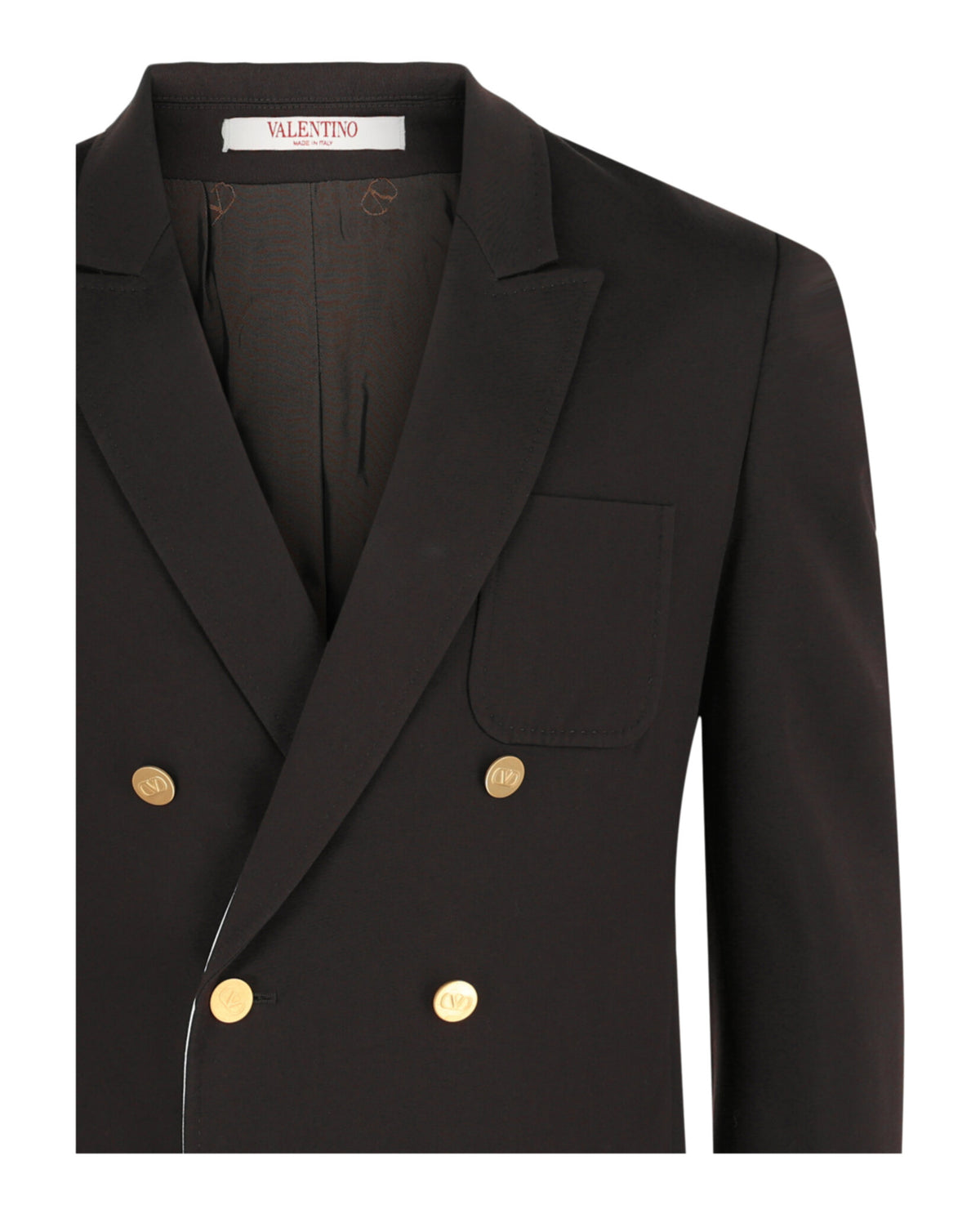 Valentino Mens VLogo Contrast Trim Double-Breasted Blazer