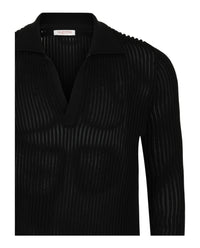 Valentino Valentino Mens Ribbed Knit Polo Sweater