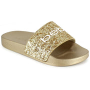 Fraida Womens Glitter Logo Slide Sandals