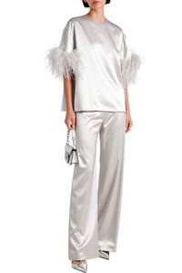 Valentino Feather Silk Shirt Smoky 5B3Ae9K58C7_Zev