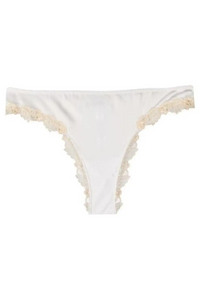 La Perla La Perla White Silk Thong With Frastaglio