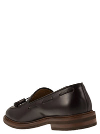 Brunello Cucinelli Mens Leather Tassle Loafers in Burgundy3