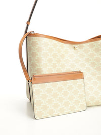 Celine Women Soft Shopper Triomphe Canvas And Calfskin
