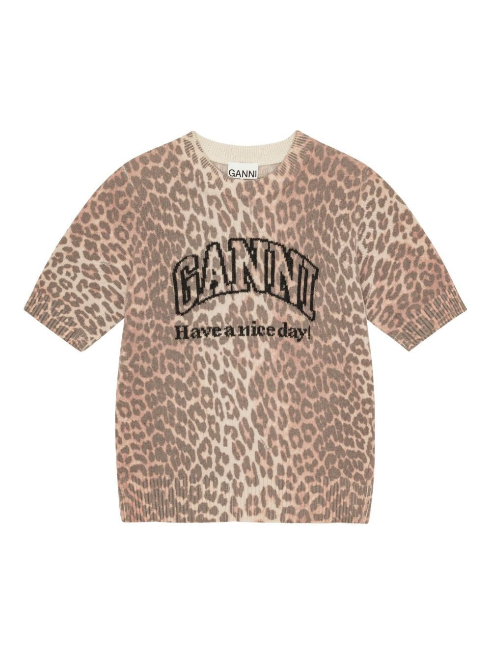 Ganni Women Leopard Print T-Shirt