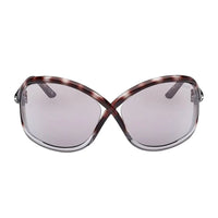 Tom Ford Geometric Semi Rim, with a Dark Havana/Pink frame and Violet Gradient Mirror lens.