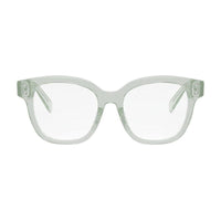 Celine Eyeglasses Square Full Rim, Transparent Teal Frame and Clear Demo Lens Lens CL50086I093