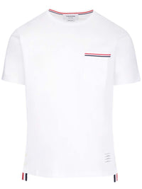 Thom Browne Men White "Rwb Stripe" T-Shirt