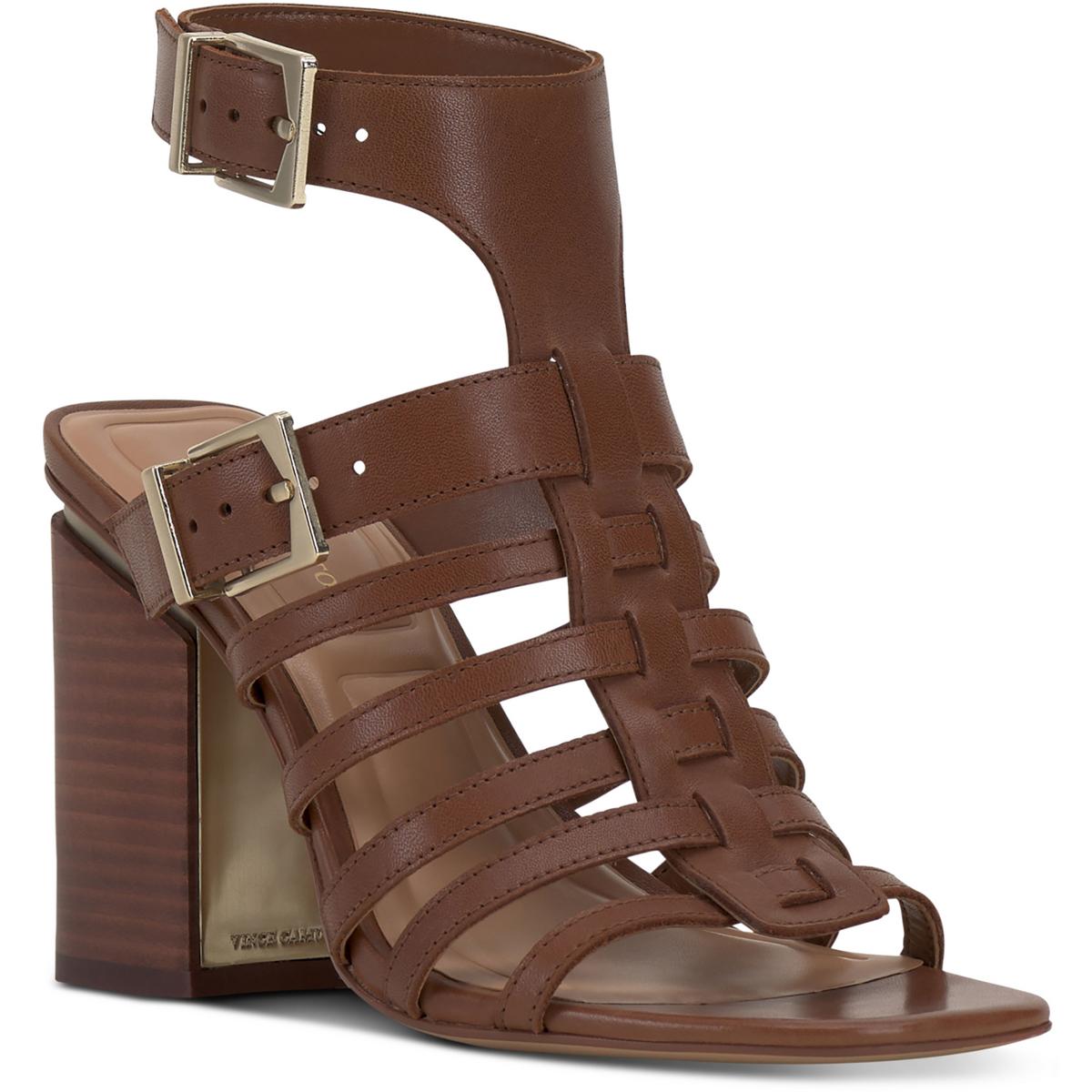 Hicheny Womens Leather Caged Slingback Sandals