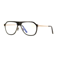 Tom Ford Tom Ford Eyeglasses Aviator Full Rim, Black/Gold Frame and Clear/Blue-Light Block Lenses Lens FT5943-B003