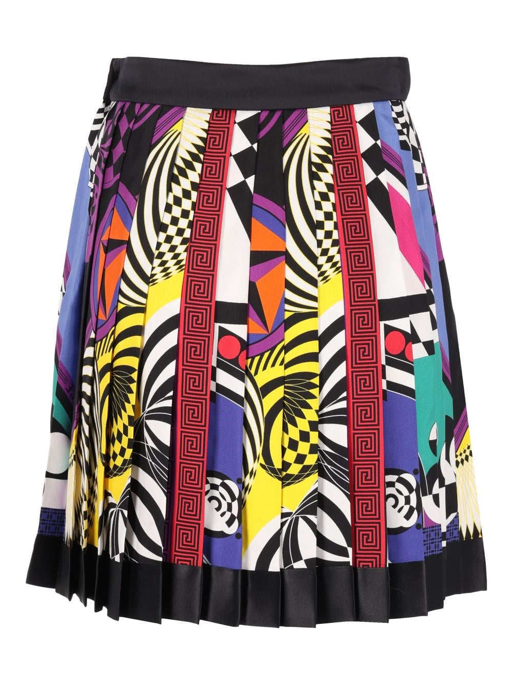 Versace Women Printed Silk Twill Pleated Miniskirt