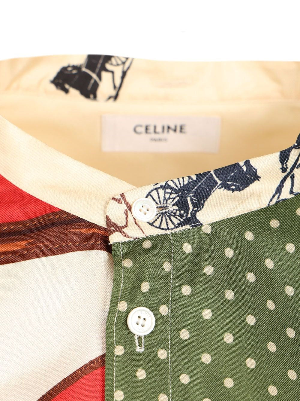 Celine Women Loose-Fitting Shirt In Printed Silk Twill