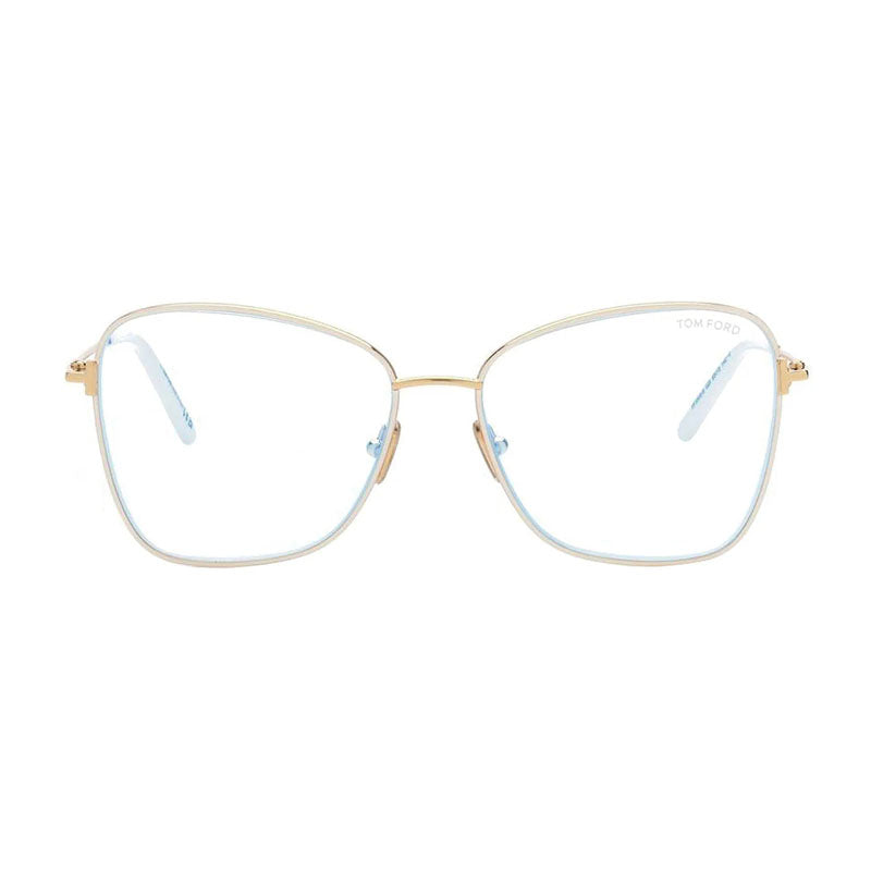 Tom Ford Eyeglasses Butterfly Full Rim, Ivory/Gold Frame and Clear Demo Lens Lens FT5906-B025