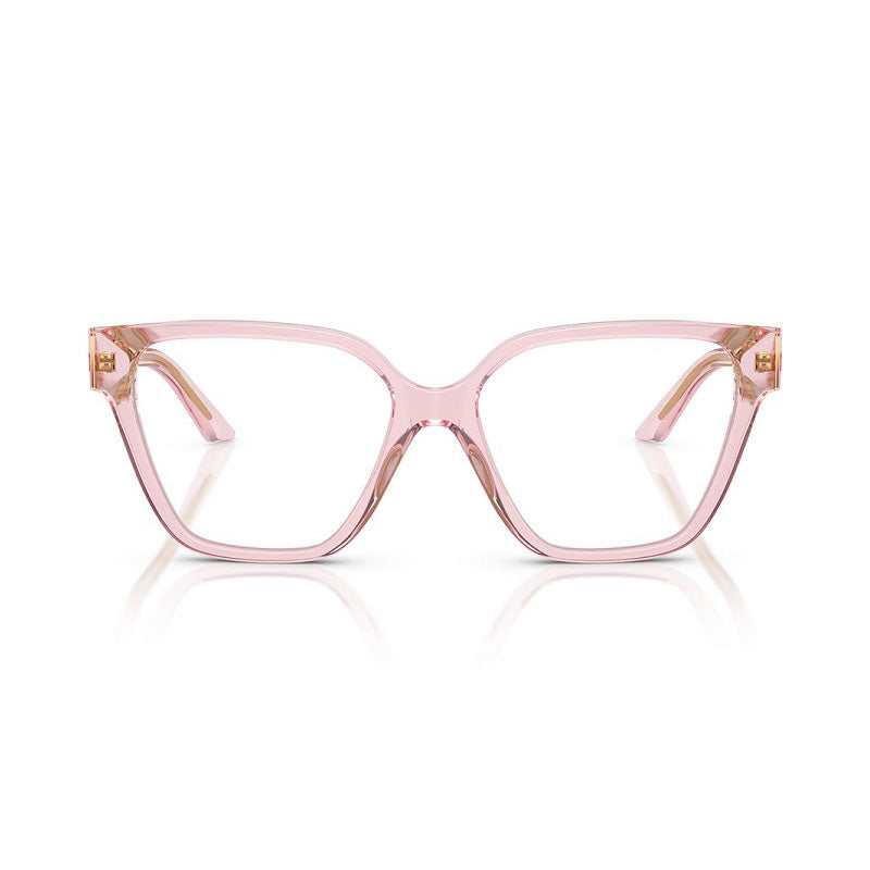 Versace Versace Eyeglasses Geometric Full Rim, Transparent Pink Frame and Clear Demo Lenses Lens VE3358B5472