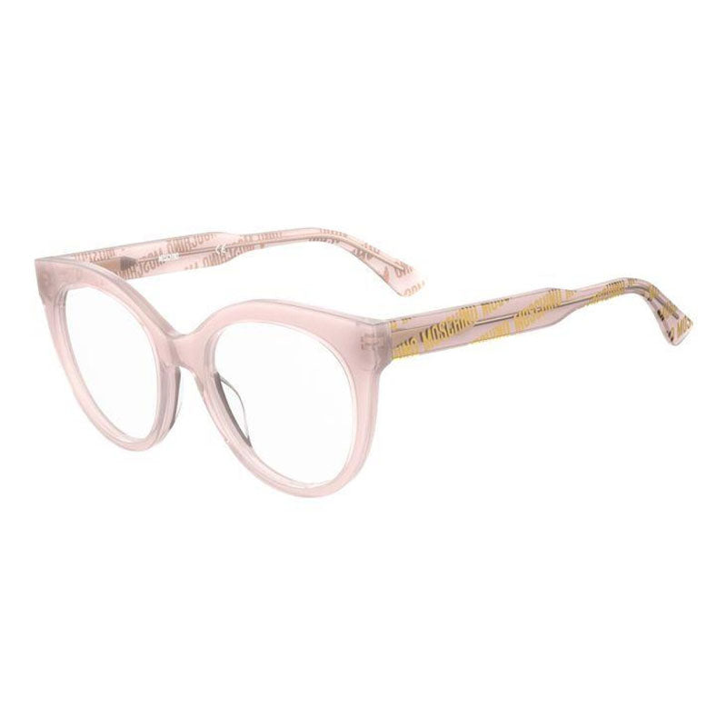 Moschino Eyeglasses Round Full Rim, Pink Frame and Clear Demo Lenses Lens MOS613035J00