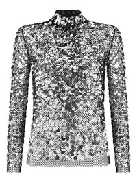 Tom Ford Sequin Mesh High-Neck Blouse